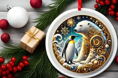 Round Christmas Ornament Sublimation|Clipart Product Image 1