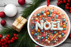 Noel Christmas Round Cute Ornament Sublimation Product Image 1