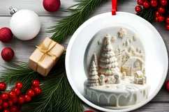 Winter Christmas Round Sublimation PNG Product Image 2