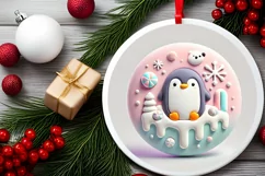 Round Christmas Ornament Sublimation|Clipart Product Image 1