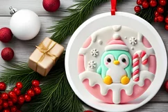Round Christmas Ornament Sublimation|Clipart Product Image 1