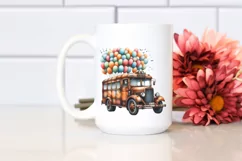 Vintage Rusty Bus Balloons Watercolor Product Image 2