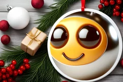 Shiny Christmas Bee Round Ornament Sublimation PNG Product Image 2