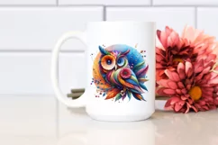 Vibrant Owl with Flowers PNG Product Image 2