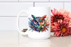 Vibrant Owl with Flowers PNG Product Image 2