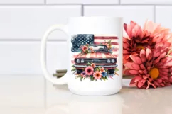 Watercolor Car with Zinnia and USA Flag Product Image 2