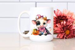 Baby Cow Halloween Watercolor Pastel Clipart Product Image 2