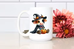 Baby Cow Halloween Watercolor Pastel Clipart Product Image 2