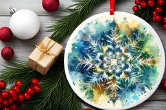 Snow Flake Christmas Round Cute Ornament Sublimation Product Image 1