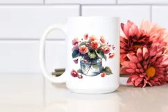 Watercolor Jar Begonia Flower | Sublimation | Clipart Product Image 2