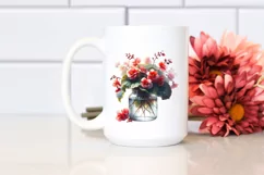 Watercolor Jar Begonia Flower | Sublimation | Clipart Product Image 2