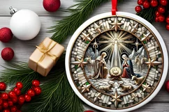 Round Christmas Ornament Sublimation|Clipart Product Image 1