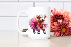 Baby Highland Cow in Modern Dancer's Outfit, Watercolor PNG Product Image 2