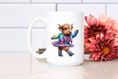 Baby Highland Cow in Modern Dancer&#039;s Outfit, Watercolor PNG Product Image 2