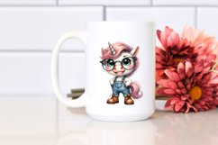 Watercolor Baby Unicorn with Farm Jeans Product Image 2