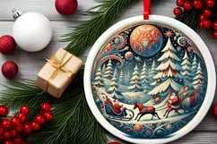 Round Christmas Ornament Sublimation|Clipart Product Image 1