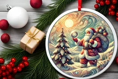 Round Christmas Ornament Sublimation|Clipart Product Image 1