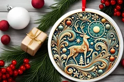 Round Christmas Ornament Sublimation|Clipart Product Image 1