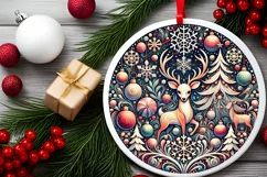 Round Christmas Ornament Sublimation|Clipart Product Image 1