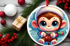 Round Christmas Ornament Sublimation|Clipart Product Image 1