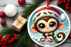 Round Christmas Ornament Sublimation|Clipart Product Image 1