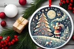 Round Christmas Ornament Sublimation|Clipart Product Image 1
