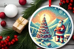 Round Christmas Ornament Sublimation|Clipart Product Image 1