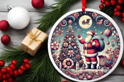 Round Christmas Ornament Sublimation|Clipart Product Image 1