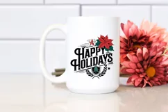Retro Happy Holidays Clipart PNG Product Image 2