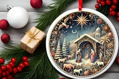 Round Christmas Ornament Sublimation|Clipart Product Image 2