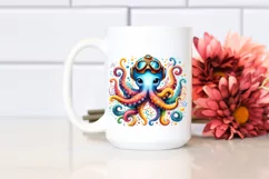 Colorful Octopus Scuba Helmet | Sublimation | Clipart Product Image 2