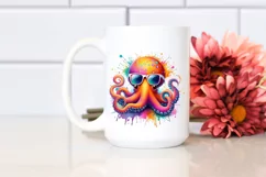 Quirky Colorful Octopus with Sunglasses Clipart Product Image 2