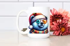 Quirky Bear Portrait with Santa Hat, Transparent PNG Product Image 2