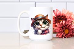 Funny Expressive Cat with Hat | Watercolor Clipart Product Image 2