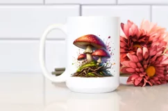 Detailed Shiny Mushroom Watercolor Splash PNG Product Image 2