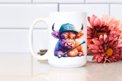 Baby Highland Cow at New York Club, Watercolor PNG Product Image 2