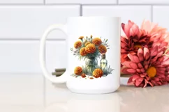 Watercolor Bottle Marigold Flower | Sublimation | Clipart Product Image 2