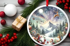 Watercolor Christmas Magic Round Sticker PNG Product Image 2