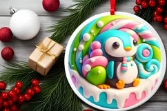Round Christmas Ornament Sublimation|Clipart Product Image 2