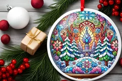 Round Christmas Ornament Sublimation|Clipart Product Image 1