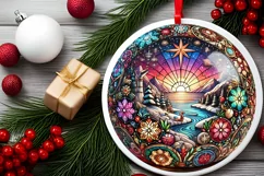 Round Christmas Ornament Sublimation|Clipart Product Image 1