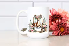 Adorned Young Deer with Wreath on Beach Chair Product Image 2