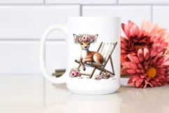 Adorned Young Deer with Wreath on Beach Chair Product Image 2