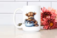 Cute Watercolor Baby Highland Cow in Jar Product Image 2