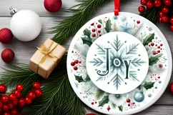 Round Christmas Ornament Sublimation|Clipart Product Image 2