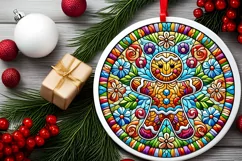 Round Christmas Ornament Sublimation|Clipart Product Image 1