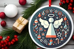 Round Christmas Ornament Sublimation|Clipart Product Image 1
