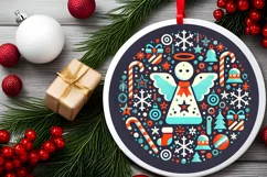 Round Christmas Ornament Sublimation|Clipart Product Image 1