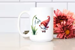 Floating Gnome with Snowdrop Watercolor Clipart Product Image 2