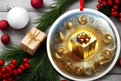 Round Christmas Ornament Sublimation|Clipart Product Image 1